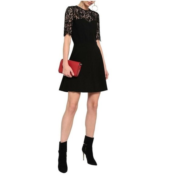 BA&SH Black Lace Open Back Verlaine Dress 10 NWT Elegant Coquette Cocktail Party - Picture 2 of 15